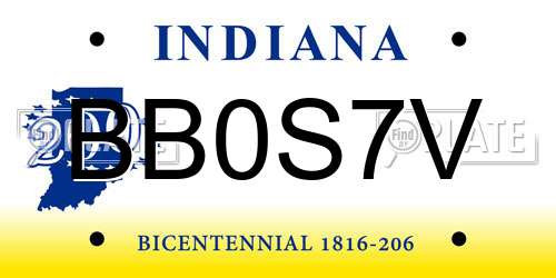 BB0S7V Indiana License Plate
