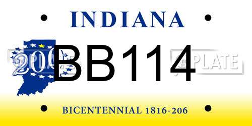 BB114 Indiana License Plate
