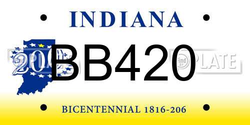 BB420 Indiana License Plate