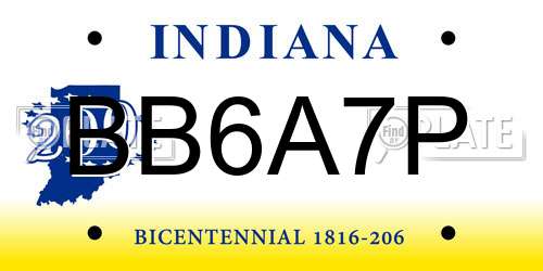 BB6A7P Indiana License Plate