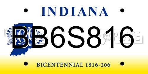 BB6S816 Indiana License Plate