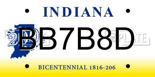 BB7B8D Indiana License Plate