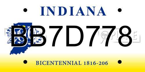 BB7D778 Indiana License Plate
