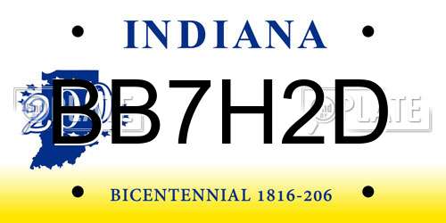 BB7H2D Indiana License Plate