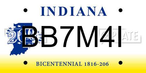 BB7M4I Indiana License Plate
