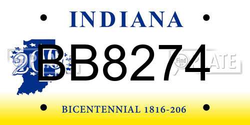 BB8274 Indiana License Plate