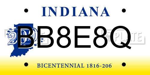 BB8E8Q Indiana License Plate
