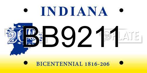 BB9211 Indiana License Plate