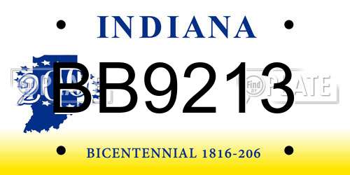BB9213 Indiana License Plate