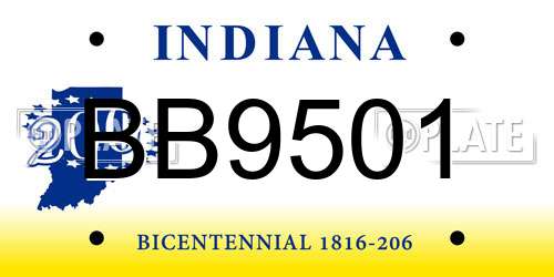 BB9501 Indiana License Plate