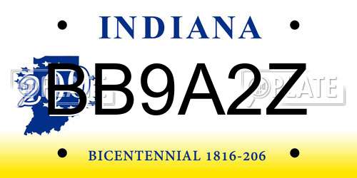 BB9A2Z Indiana License Plate