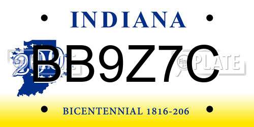 BB9Z7C Indiana License Plate