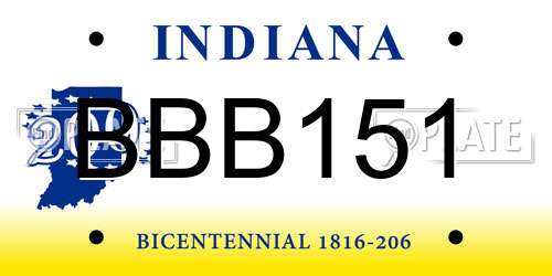BBB151 Indiana License Plate