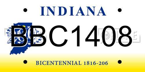 BBC1408 Indiana License Plate