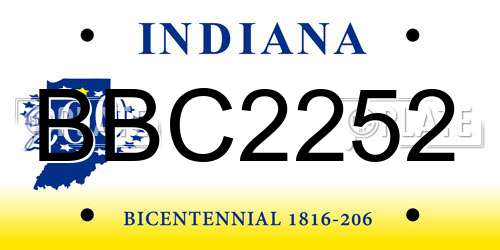 BBC2252 Indiana License Plate