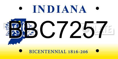 BBC7257 Indiana License Plate