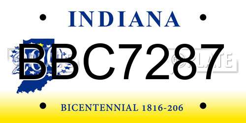 BBC7287 Indiana License Plate