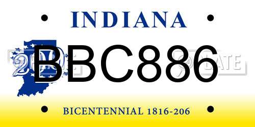 BBC886 Indiana License Plate