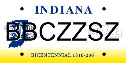 BBCZZSZ Indiana License Plate