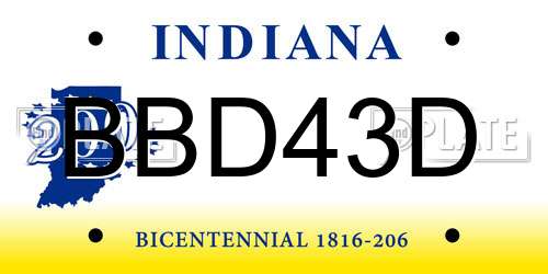 BBD43D Indiana License Plate