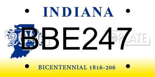 BBE247 Indiana License Plate