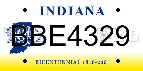BBE4329 Indiana License Plate