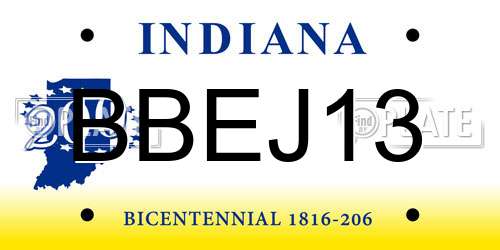 BBEJ13 Indiana License Plate