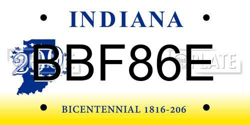 BBF86E Indiana License Plate