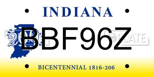 BBF96Z Indiana License Plate