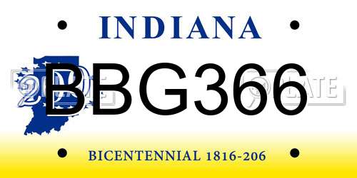 BBG366 Indiana License Plate
