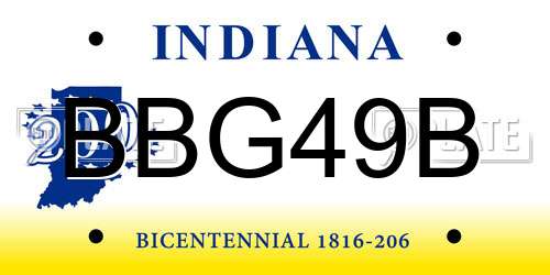BBG49B Indiana License Plate