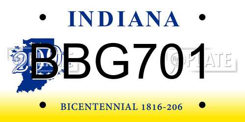 BBG701 Indiana License Plate