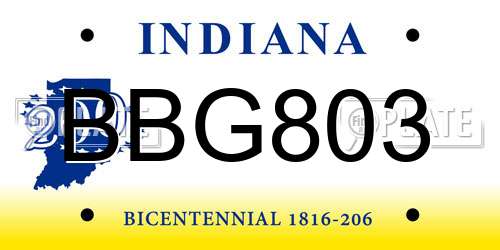 BBG803 Indiana License Plate