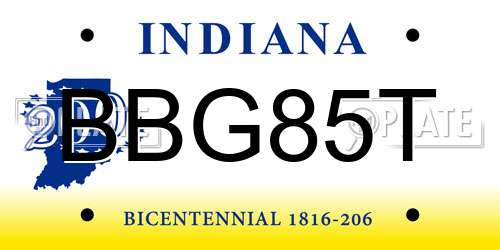 BBG85T Indiana License Plate