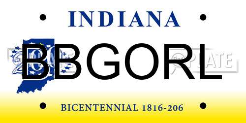 BBGORL Indiana License Plate