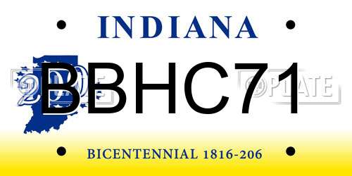 BBHC71 Indiana License Plate