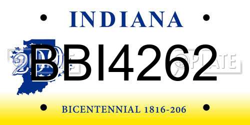 BBI4262 Indiana License Plate