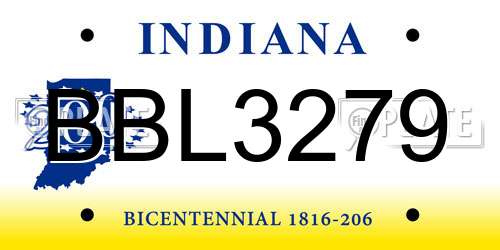 BBL3279 Indiana License Plate