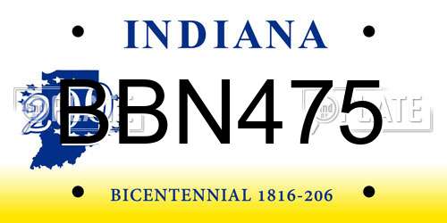 BBN475 Indiana License Plate