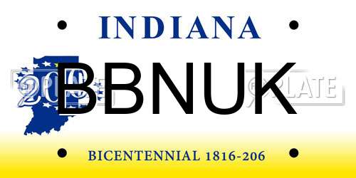 BBNUK Indiana License Plate