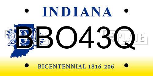 BBO43Q Indiana License Plate