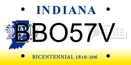 BBO57V Indiana License Plate