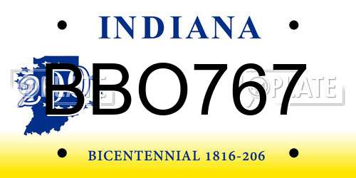 BBO767 Indiana License Plate