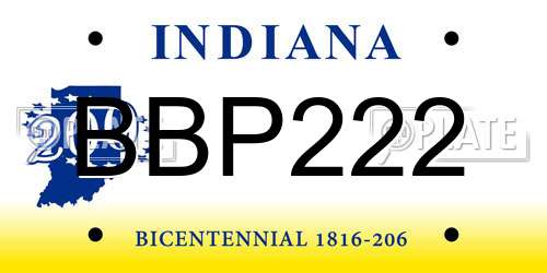 BBP222 Indiana License Plate