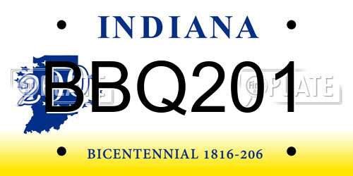 BBQ201 Indiana License Plate