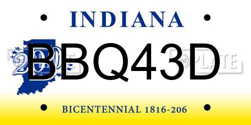 BBQ43D Indiana License Plate