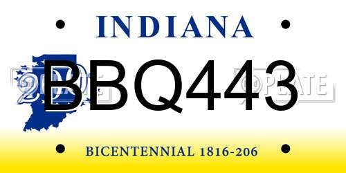 BBQ443 Indiana License Plate