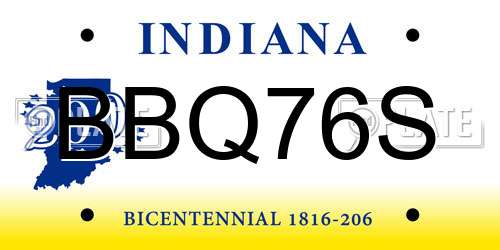 BBQ76S Indiana License Plate