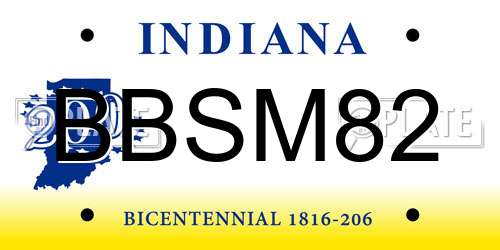 BBSM82 Indiana License Plate