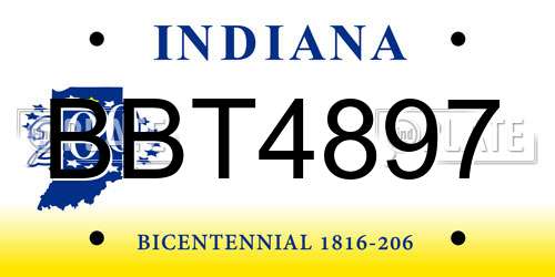 BBT4897 Indiana License Plate